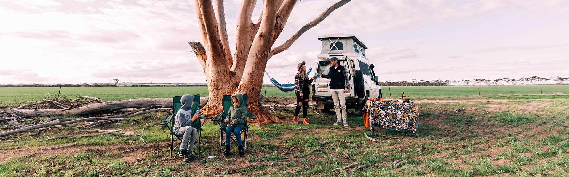 Family enjoying campervan holiday in Australia